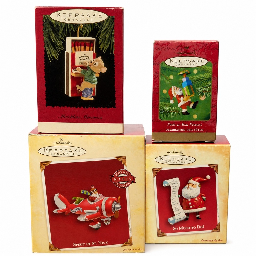 Hallmark Keepsake Christmas Ornaments Lot of 4 Assorted Boxed Santa Magic